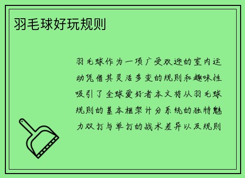 羽毛球好玩规则